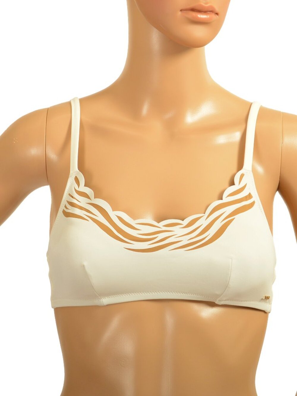 Hugo Boss Women's "Bralette_Lasercut" Ivory Padded Swim Bralette Bra US S IT 40